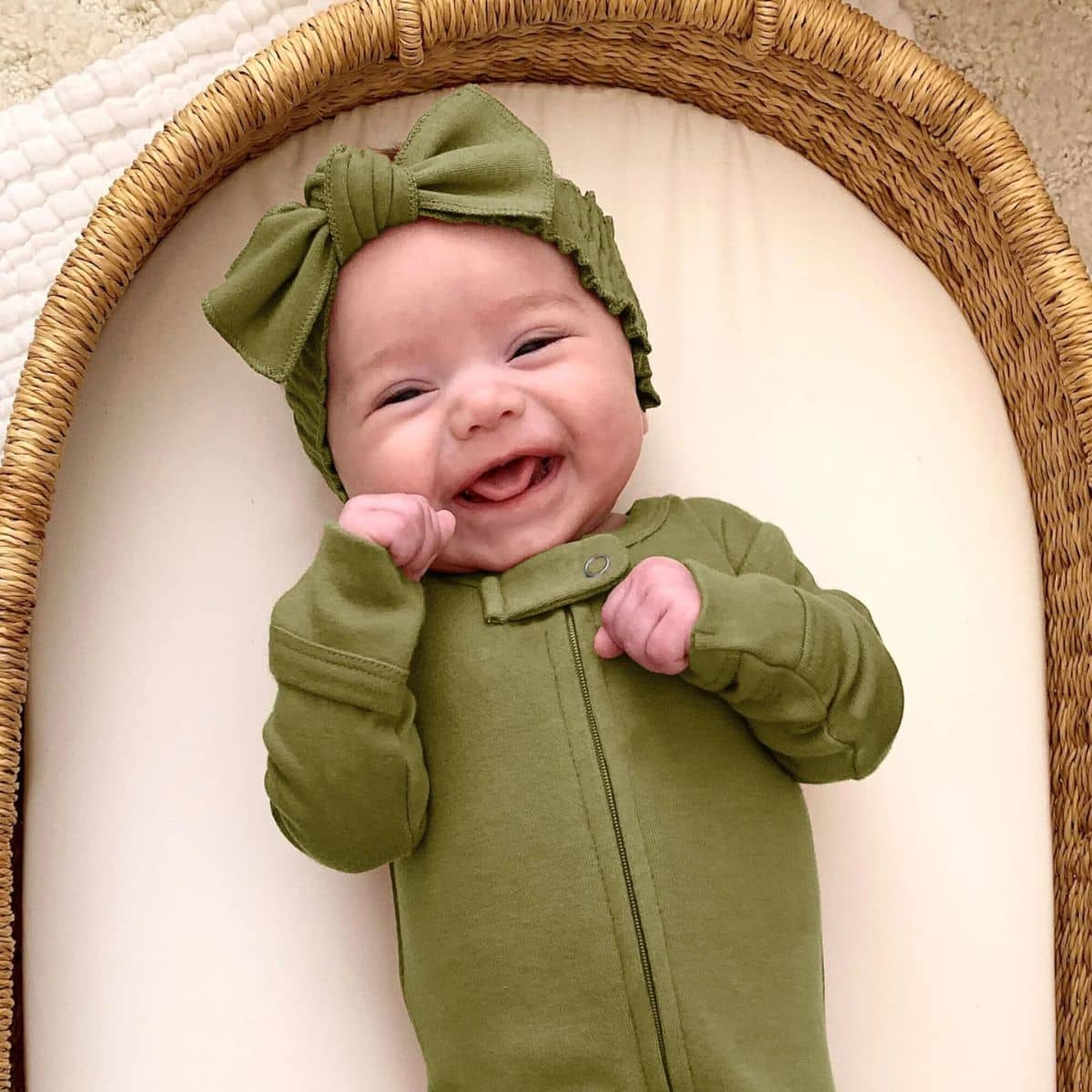 L'ovedbaby Organic Smocked Tie Headband - Sage