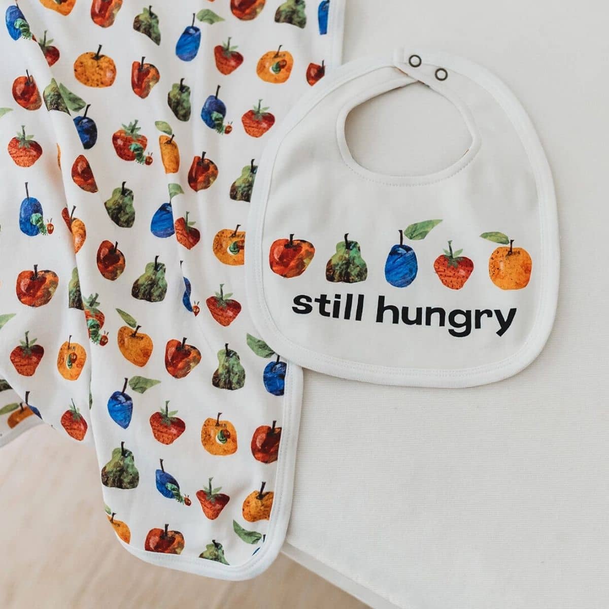 L'ovedbaby x The Very Hungry Caterpillar Organic Two Layer Reversible Bib - Fruits