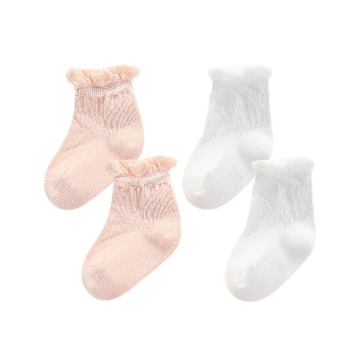 Ma Mer Frilly Crew Socks - Candy Pink and White