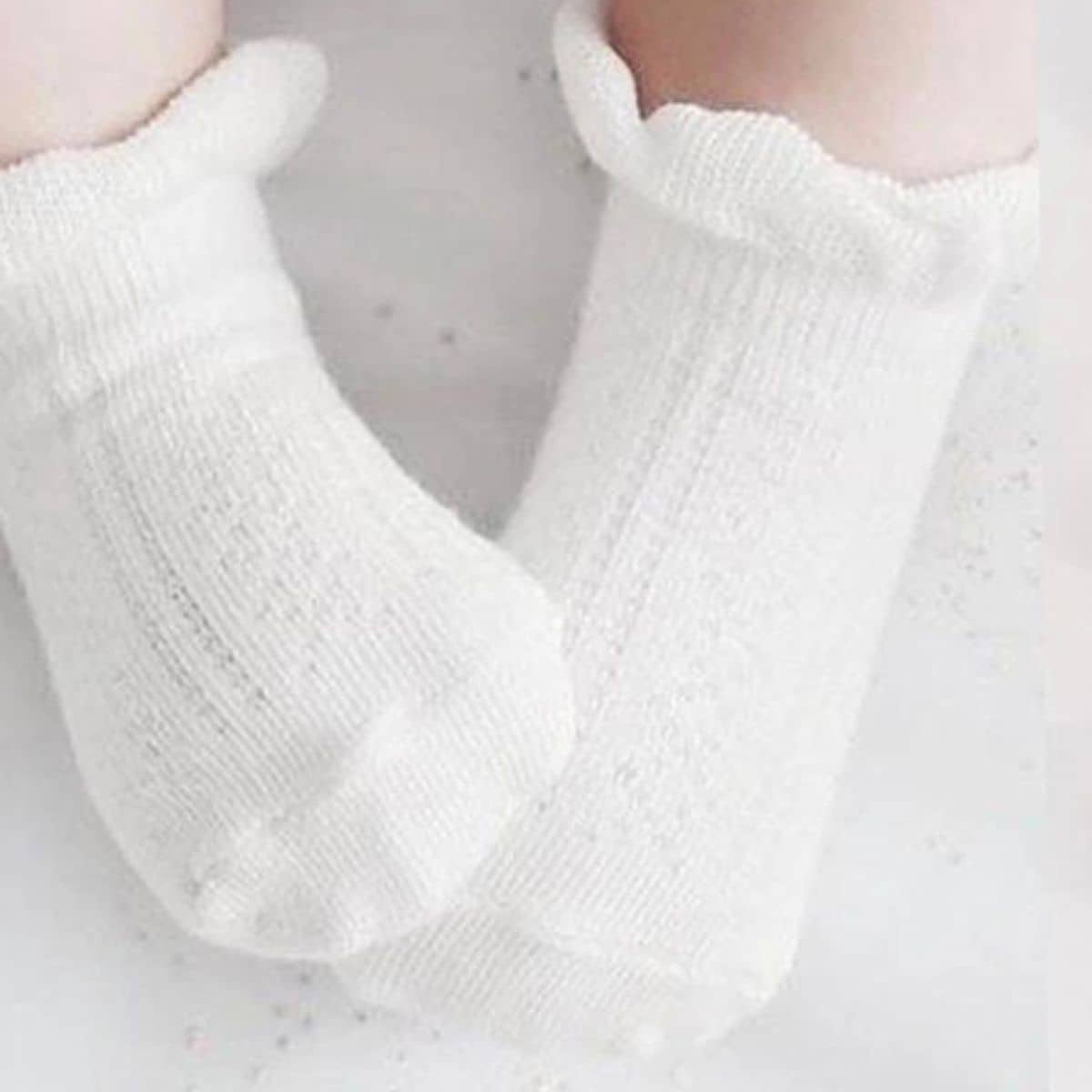 Ma Mer Frilly Crew Socks - Pink and White