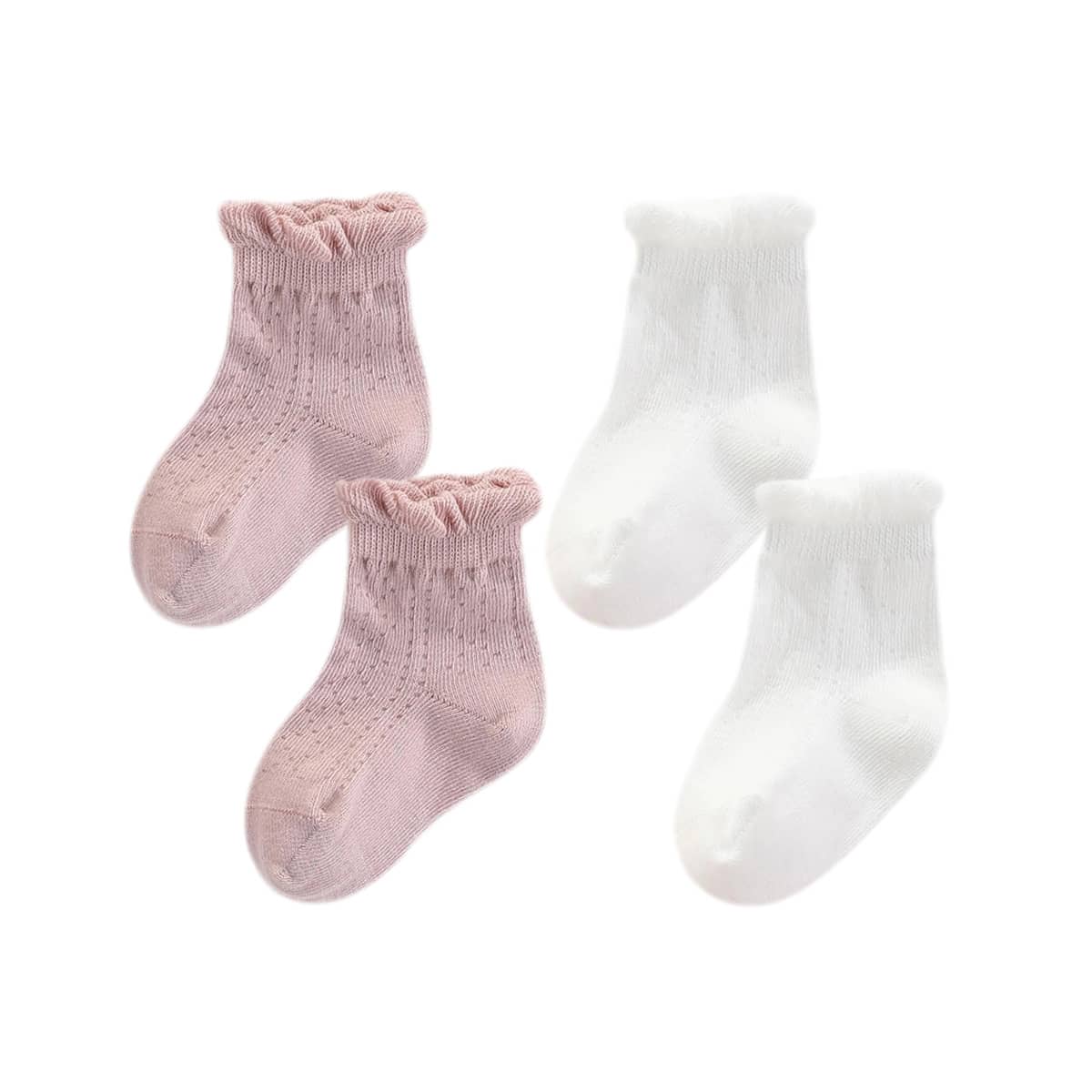 Ma Mer Frilly Crew Socks - Mist and White