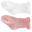 Ma Mer Frilly Crew Socks - Pink and White