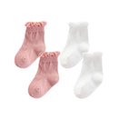 Ma Mer Frilly Crew Socks - Pink and White