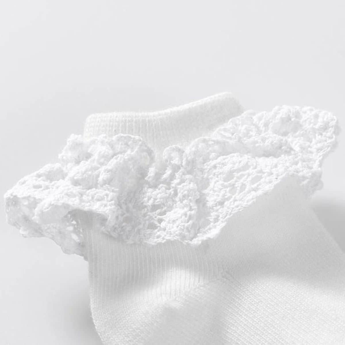 Ma Mer Socks with Hand Stitched Lace - Amelia White