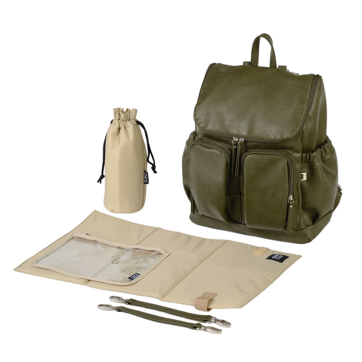 OiOi Faux Leather Nappy Backpack - Olive