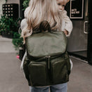 OiOi Faux Leather Nappy Backpack - Olive