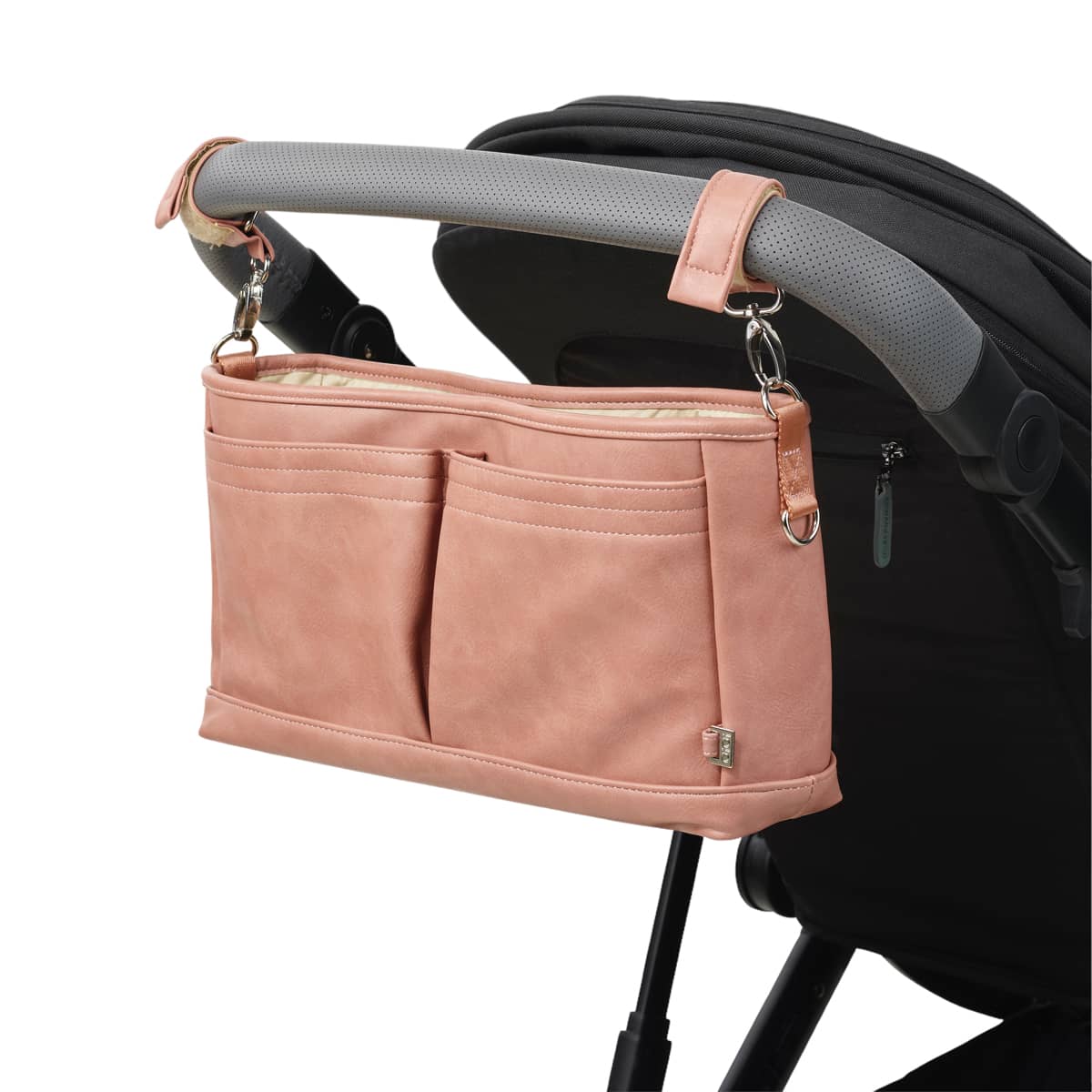 OiOi Faux Leather Stroller Organiser/Pram Caddy - Dusty Rose