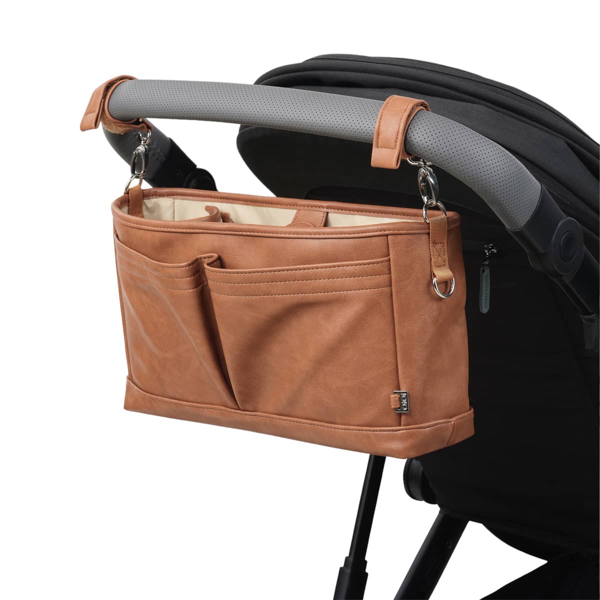 OiOi Faux Leather Stroller Organiser/Pram Caddy - Tan