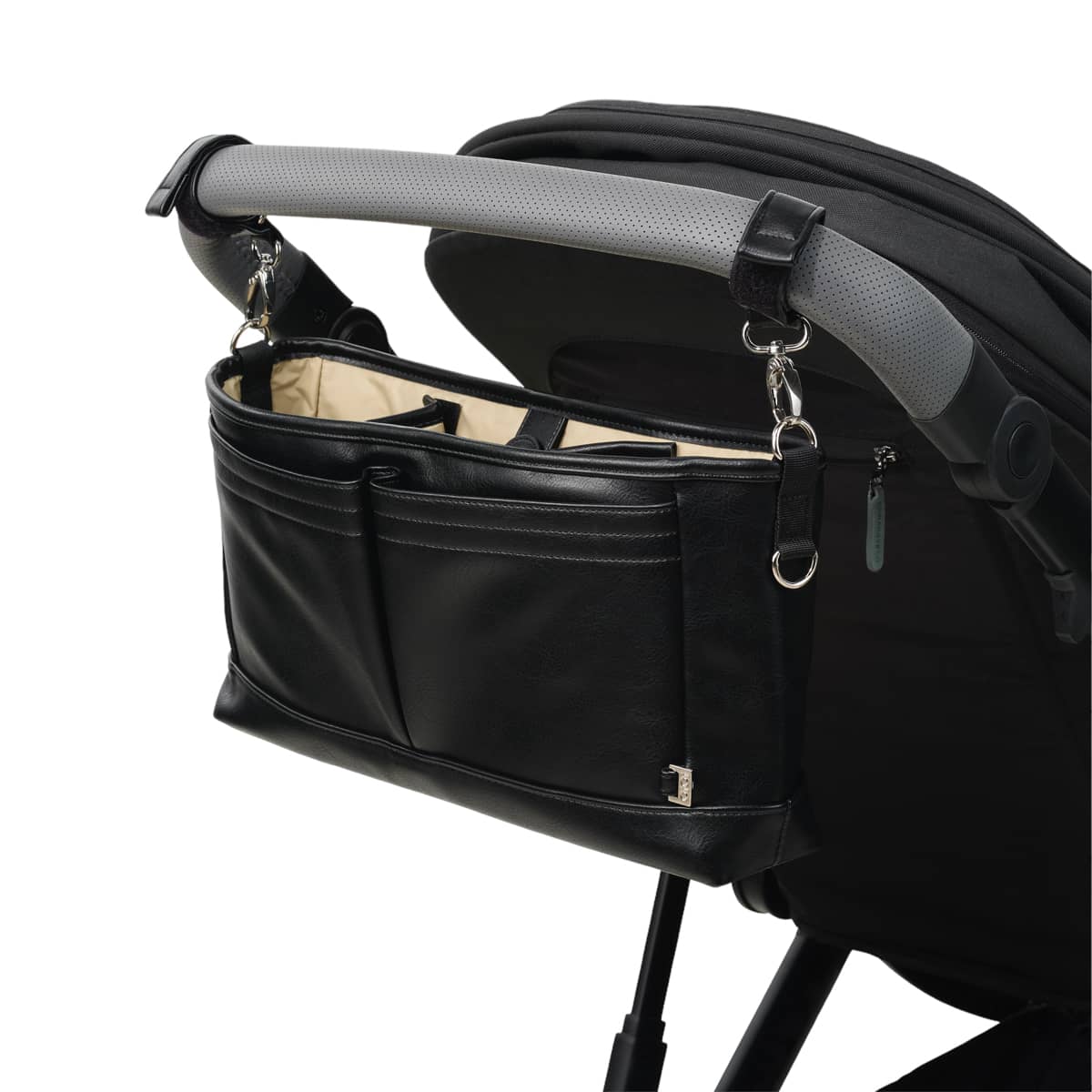 OiOi Faux Leather Stroller Organiser/Pram Caddy - Black