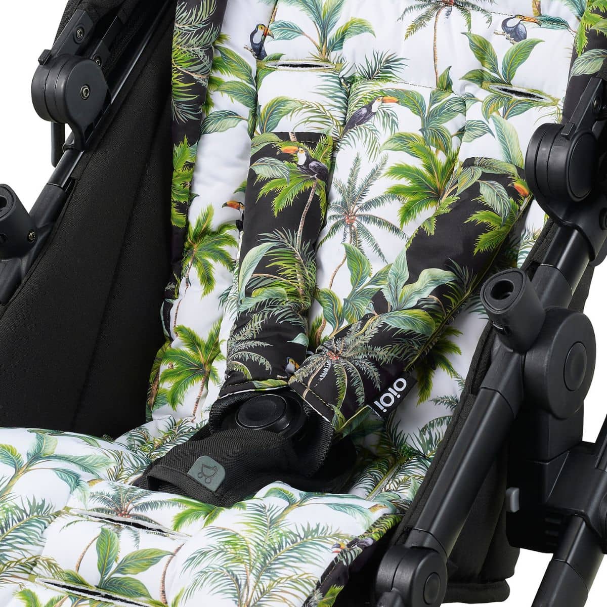 OiOi Reversible Pram Harness Cover Set - Tropical White and Tropical Black