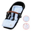 OiOi Reversible Pram Liner - Blue Check / Mediterranean