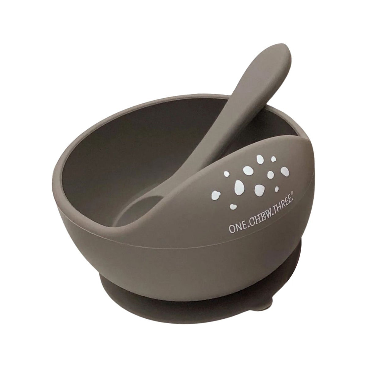 One.Chew.Three Silicone Scoop Bowl and Spoon Set - Stone Pebbles