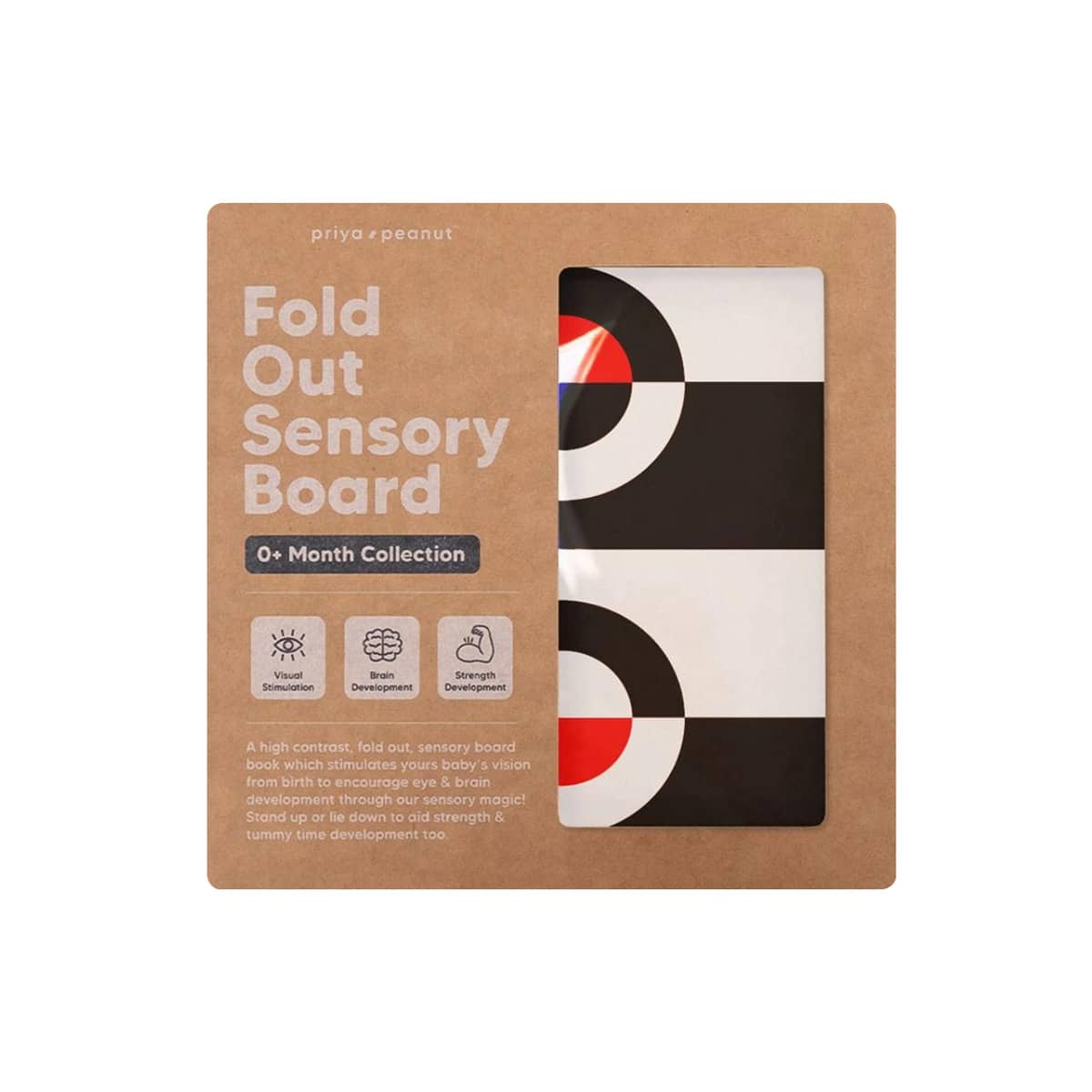 Priya & Peanut Fold Out Sensory Board Book - Black + White