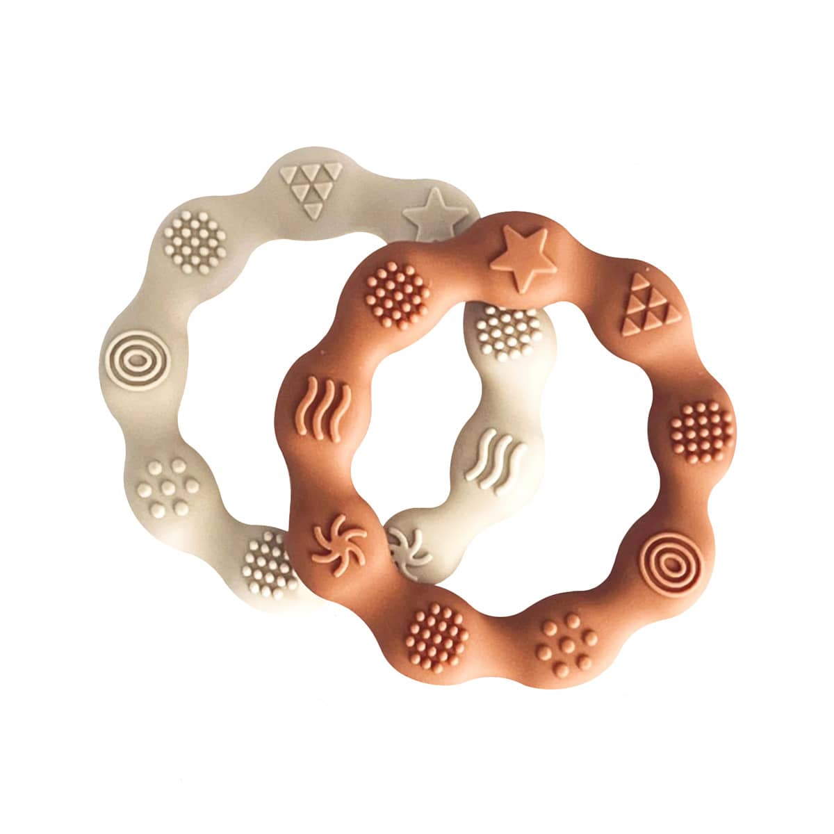 Schnorg Baby Textured Sensory Teethers - Tan and Cream