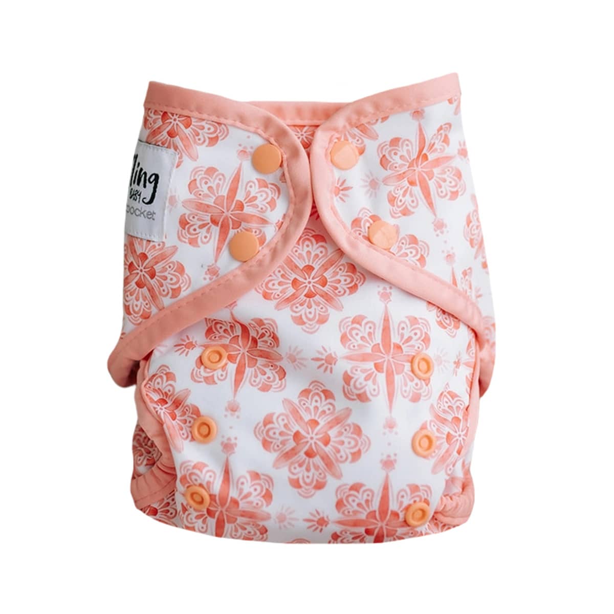 Seedling Baby Multi-Fit Print Pocket Nappy - Peaches and Cream