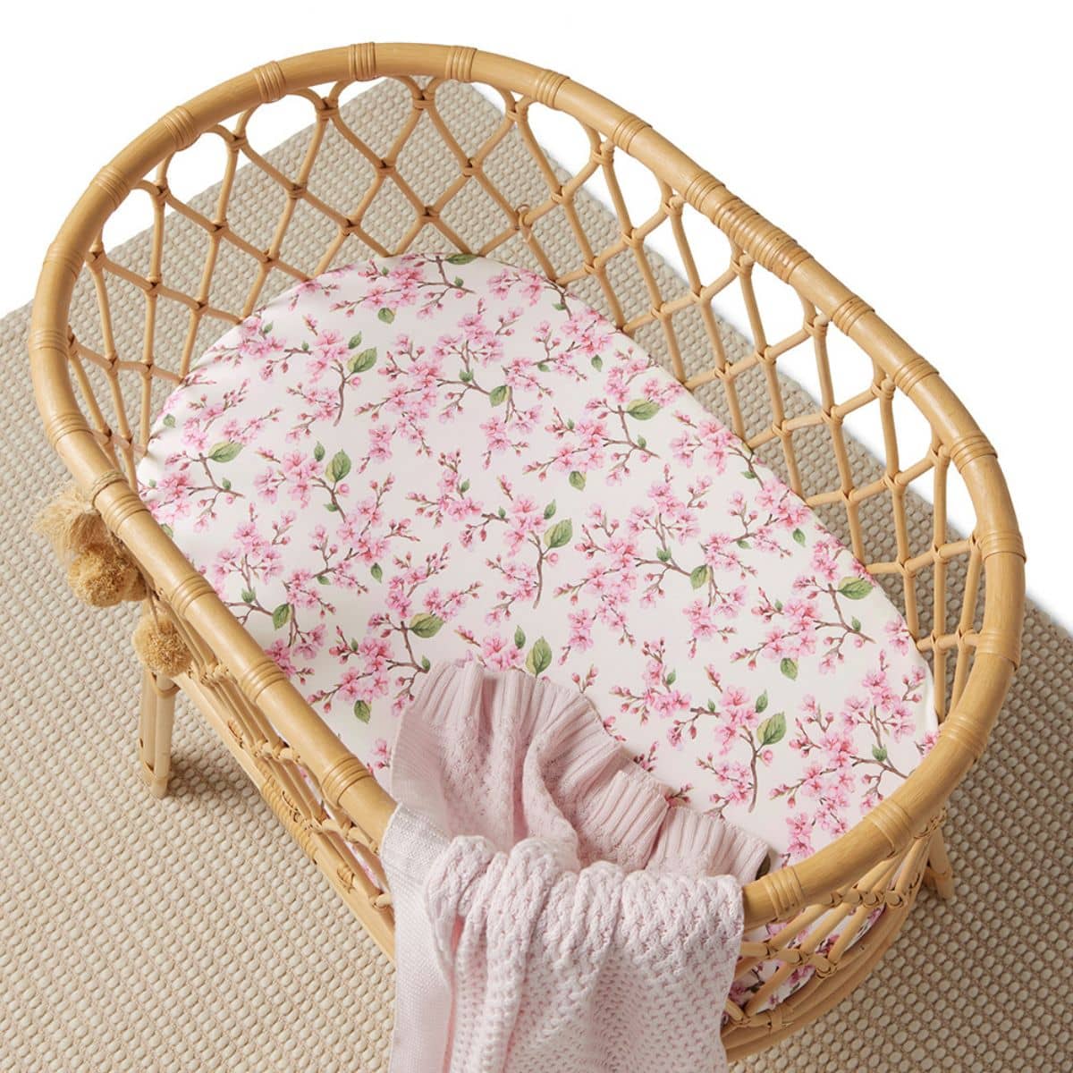 Snuggle Hunny Fitted Bassinet Sheet and Change Pad Cover - Cherry Blossom