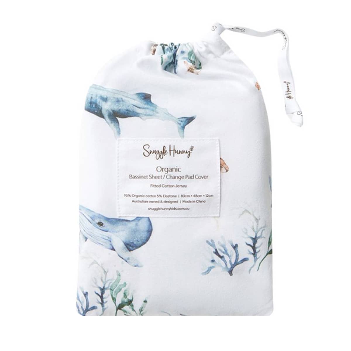 Snuggle Hunny Fitted Bassinet Sheet and Change Pad Cover - Ocean Organic