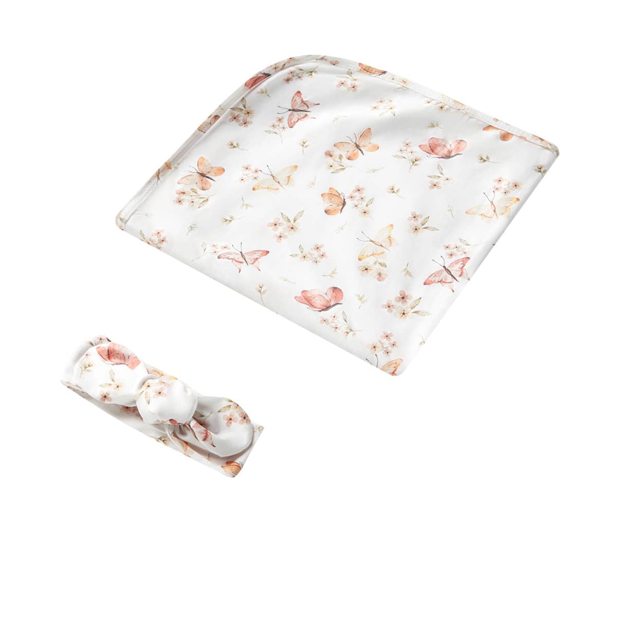 Snuggle Hunny Jersey Wrap with Matching Headwear - Butterfly Organic