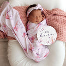 Snuggle Hunny Jersey Wrap with Matching Headwear - Coral Organic