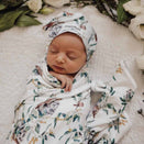 Snuggle Hunny Jersey Wrap with Matching Headwear - Eucalypt