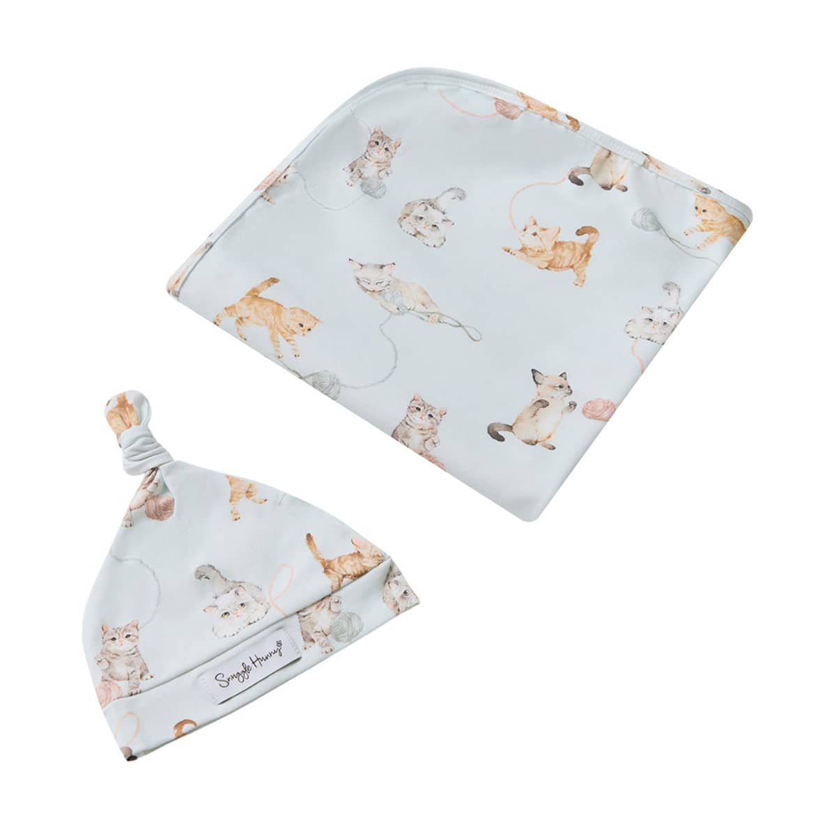 Snuggle Hunny Jersey Wrap with Matching Headwear - Kittens