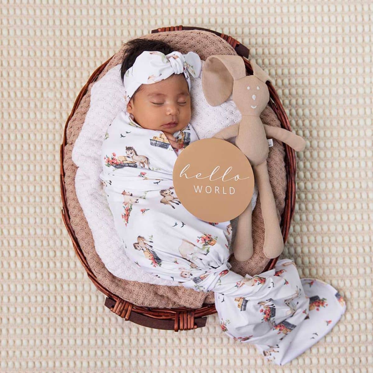 Snuggle Hunny Jersey Wrap with Matching Headwear - Pony Pals Organic