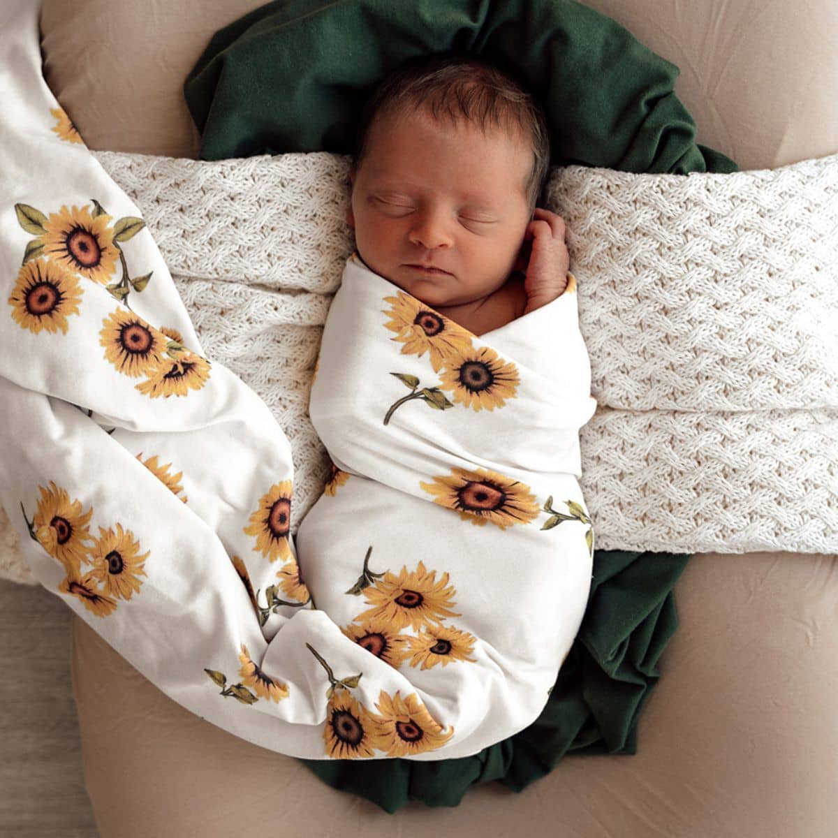 Snuggle Hunny Jersey Wrap with Matching Headwear - Sunflower Organic