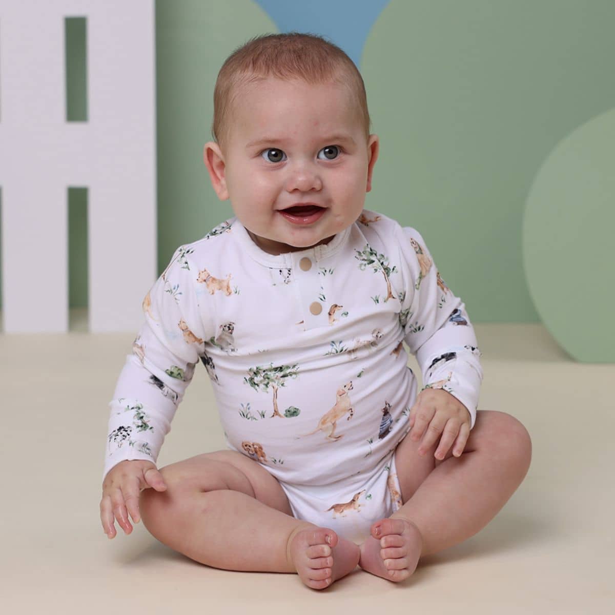 Snuggle Hunny Long Sleeve Bodysuit - Dog Park