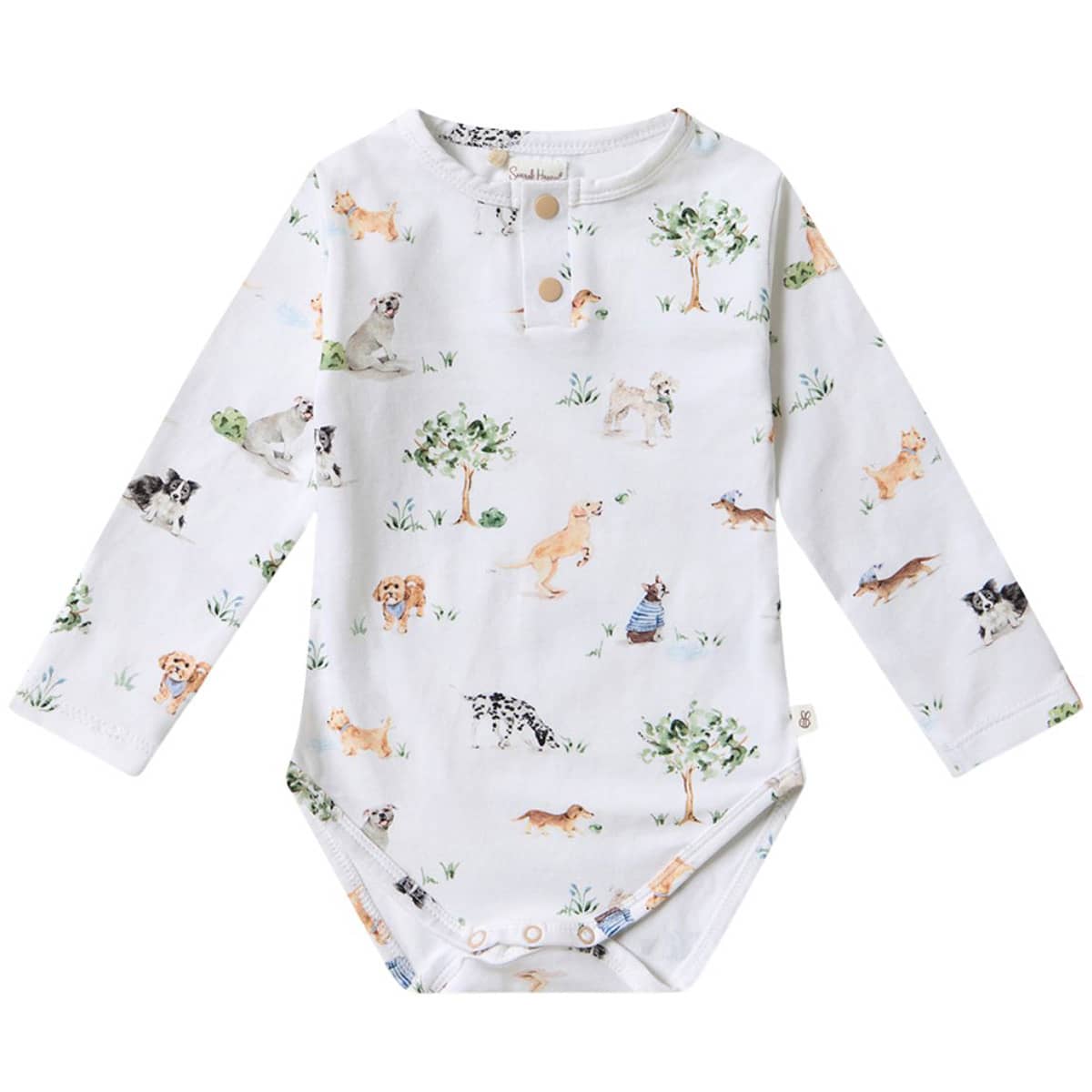 Snuggle Hunny Long Sleeve Bodysuit - Dog Park