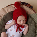 Snuggle Hunny Merino Wool Bonnet + Booties - Red