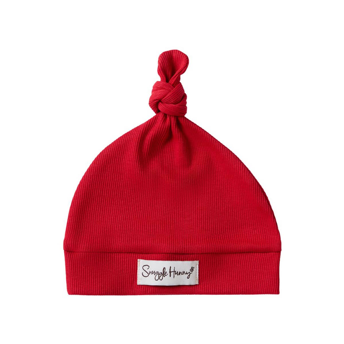 Snuggle Hunny Ribbed Knotted Beanie - Red Organic