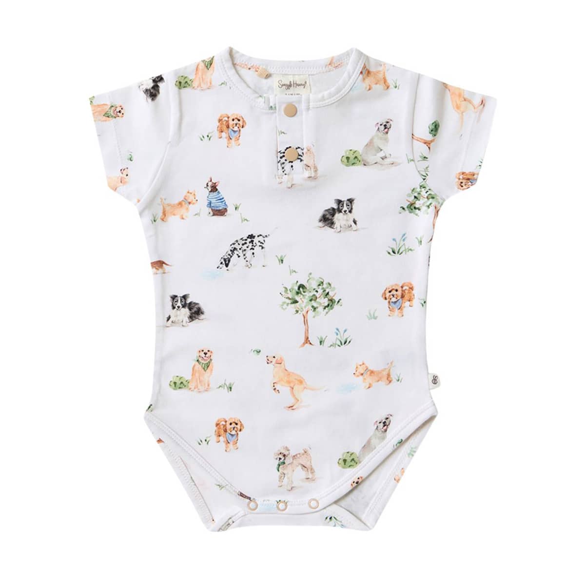 Snuggle Hunny Short Sleeve Bodysuit - Dog Park