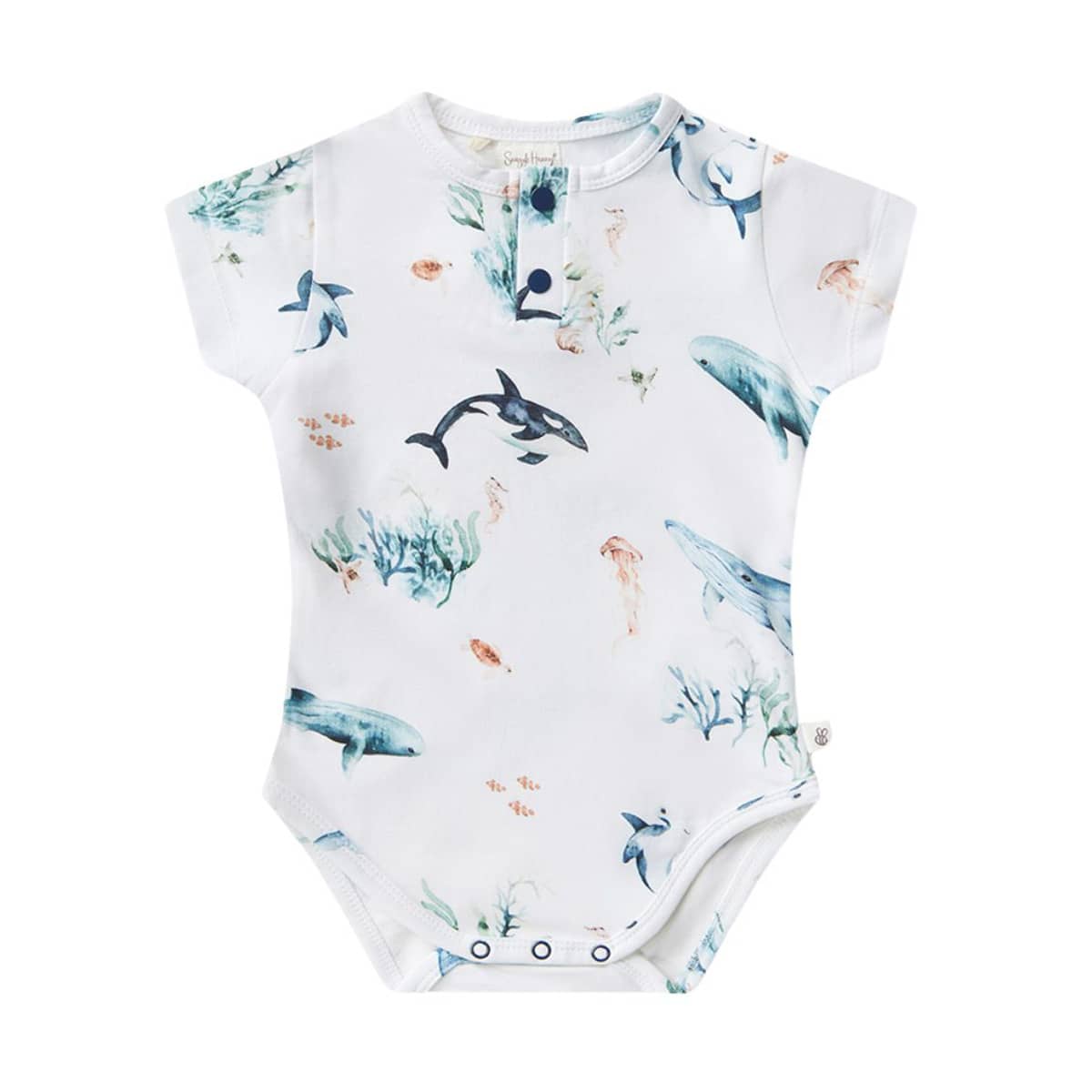 Snuggle Hunny Short Sleeve Bodysuit - Ocean Organic