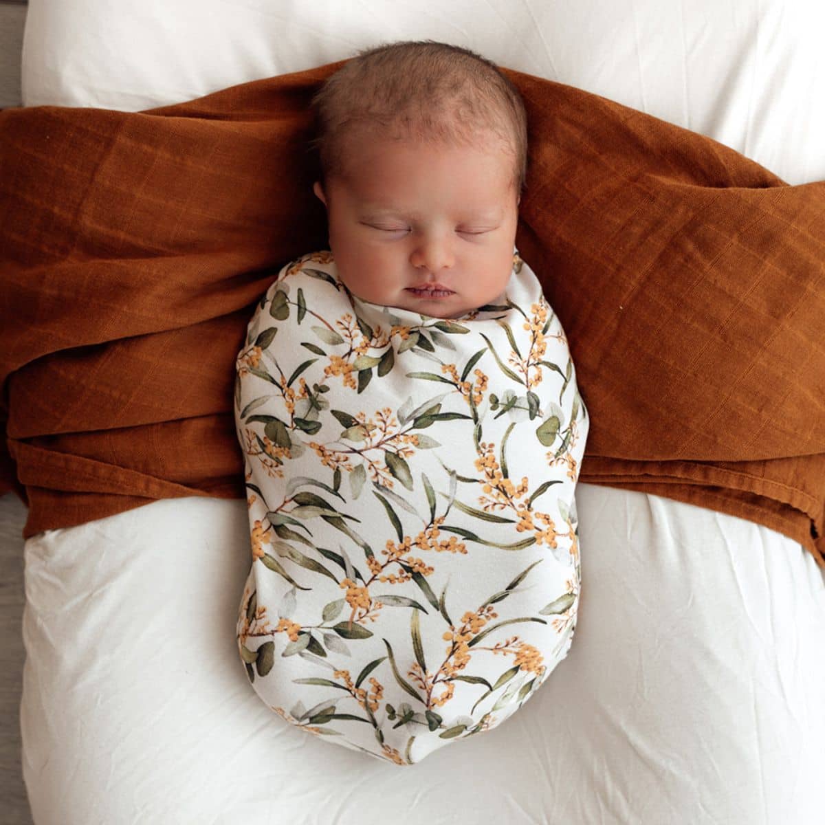 Snuggle Hunny Snuggle Swaddle Sack with Matching Headwear - Golden Wattle Organic