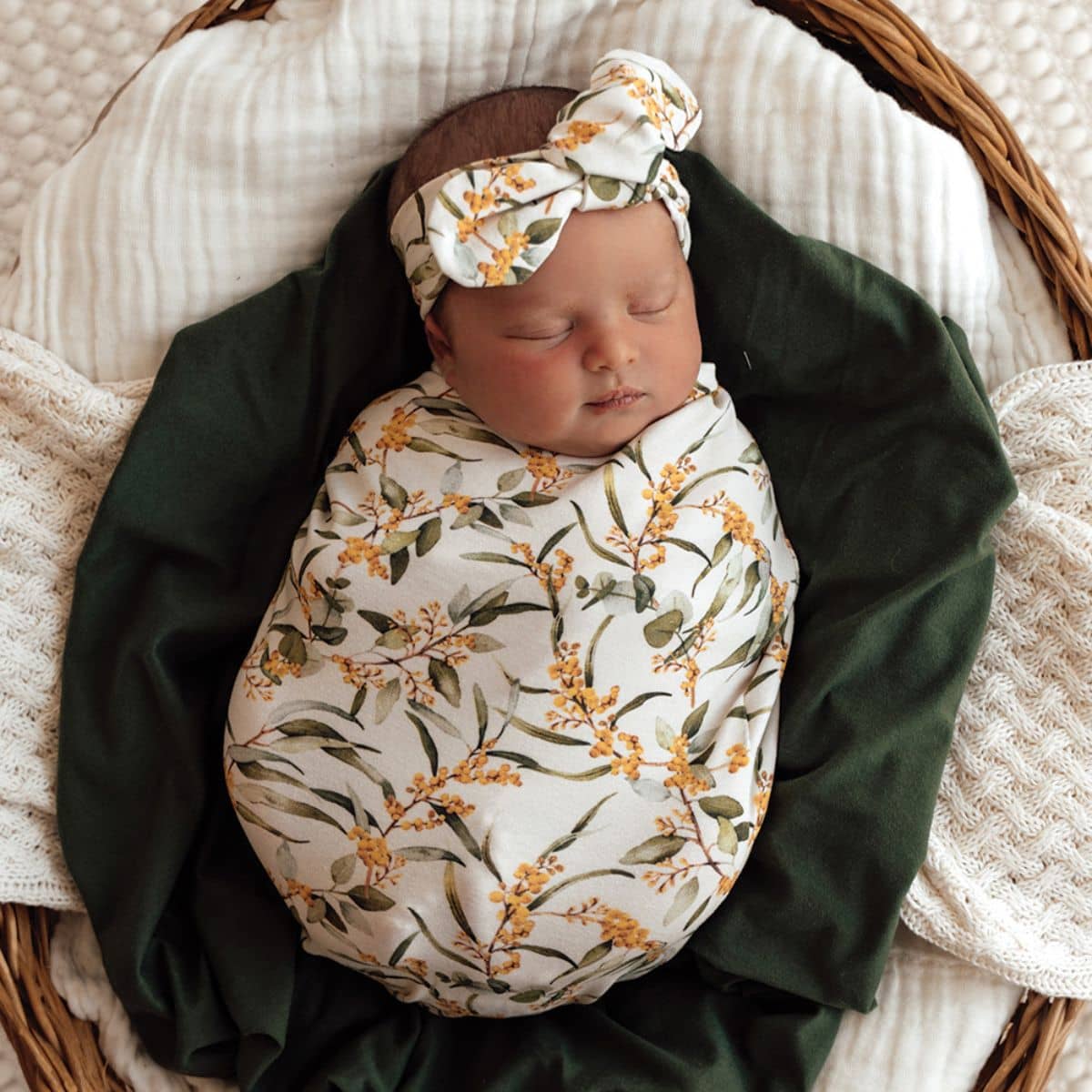 Snuggle Hunny Snuggle Swaddle Sack with Matching Headwear - Golden Wattle Organic