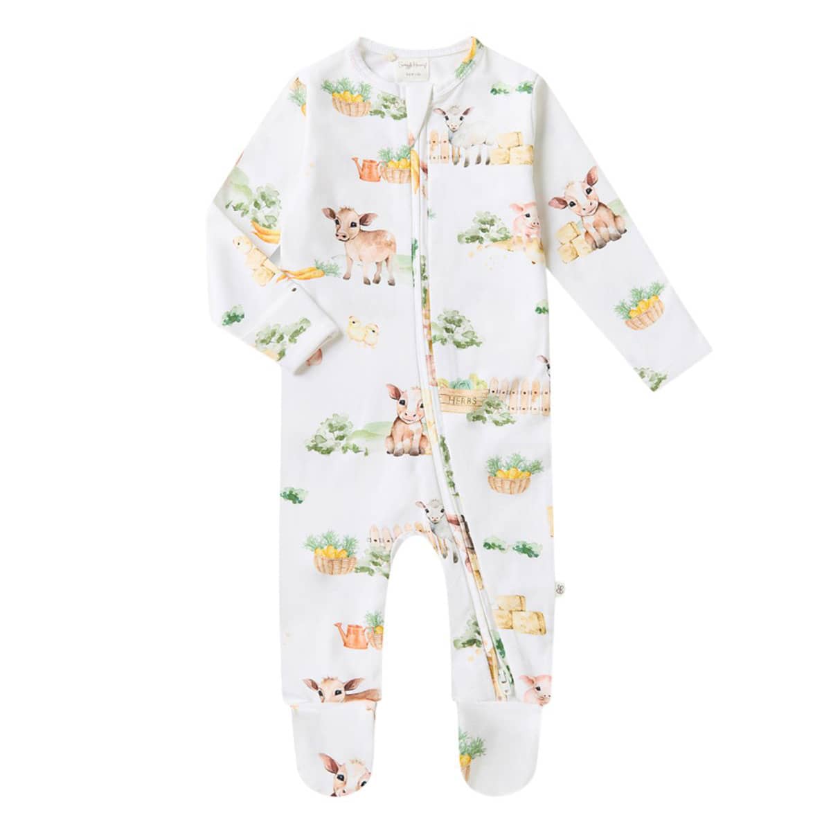 Snuggle Hunny Zip Footie - Farm