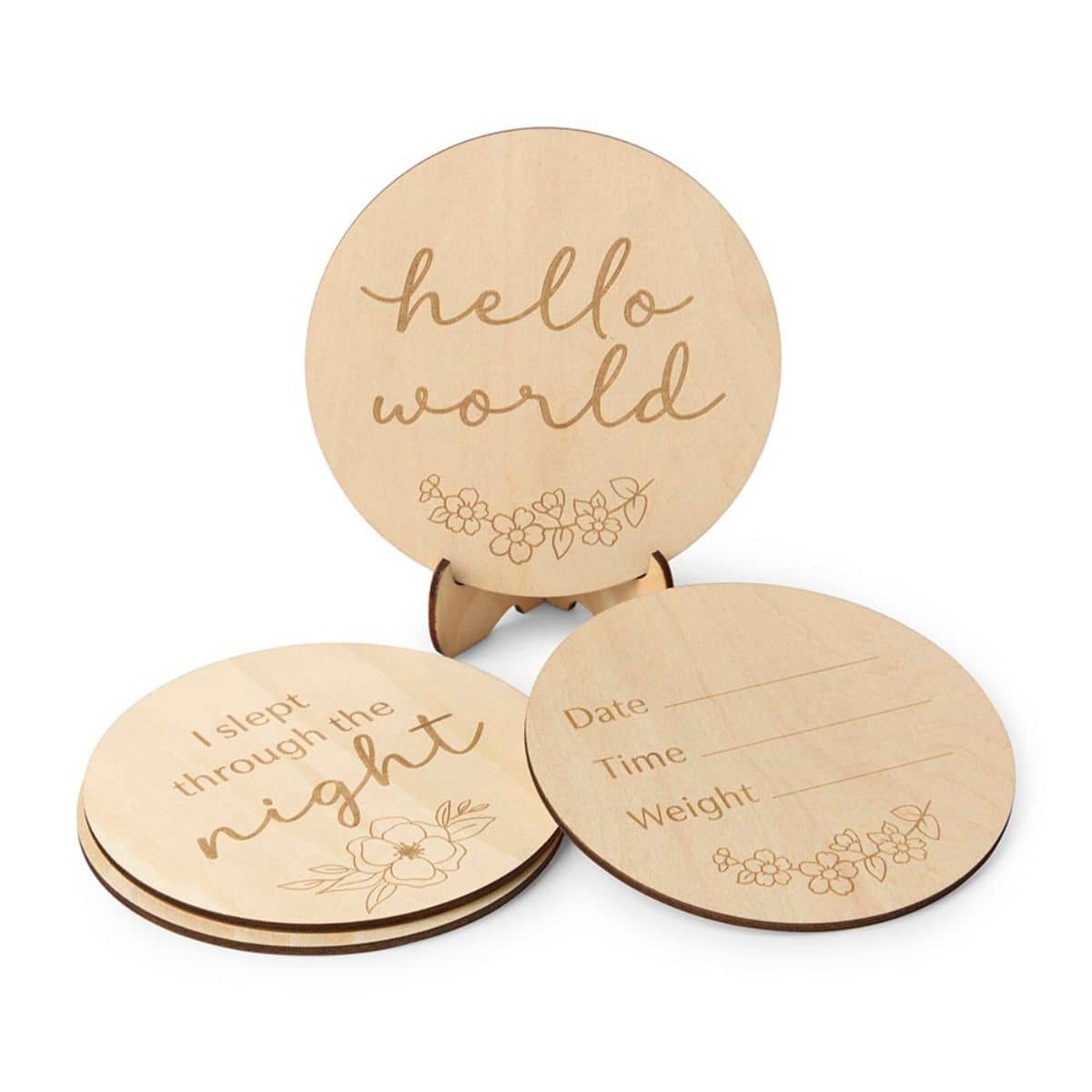 Snuggle Hunny Wooden Milestone Cards - Floral