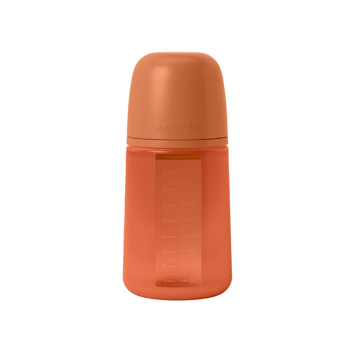 Suavinex All Silicone Bottle - 240ml - Brick Red