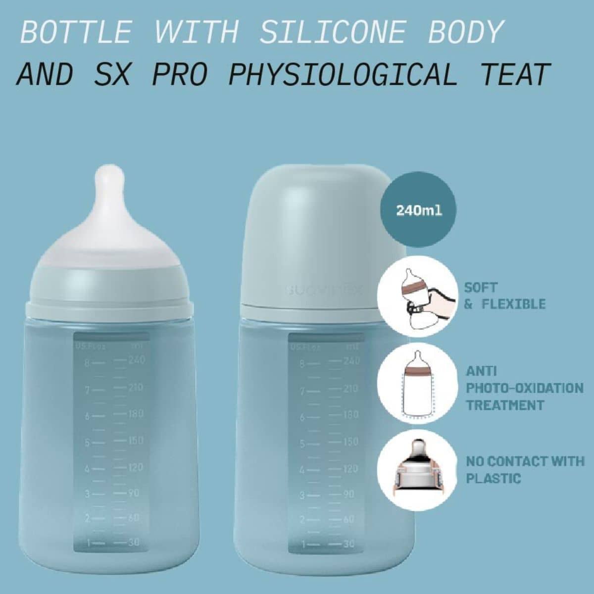 Suavinex All Silicone Bottle - 240ml