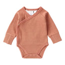 Susukoshi Organic Kimono Long Sleeve Bodysuit - Terracotta Pointelle