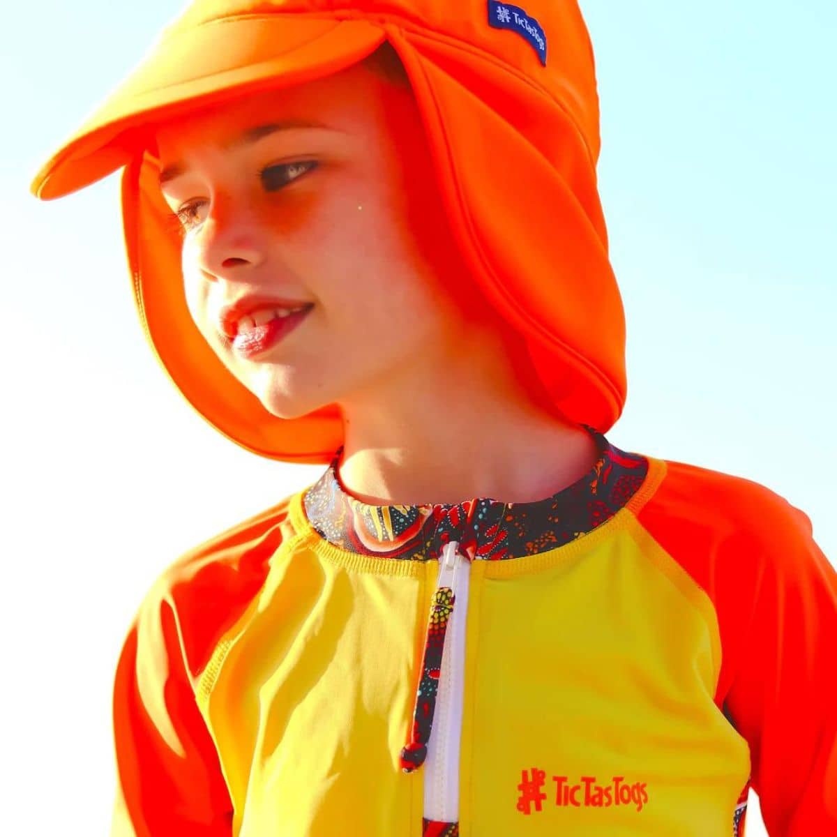 TicTasTogs Legionnaire Sun and Swim Cap - Neon Orange