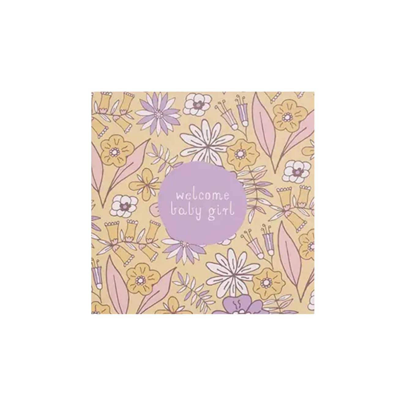 Two Little Ducklings Greeting Card - Baby Girl - Retro Floral