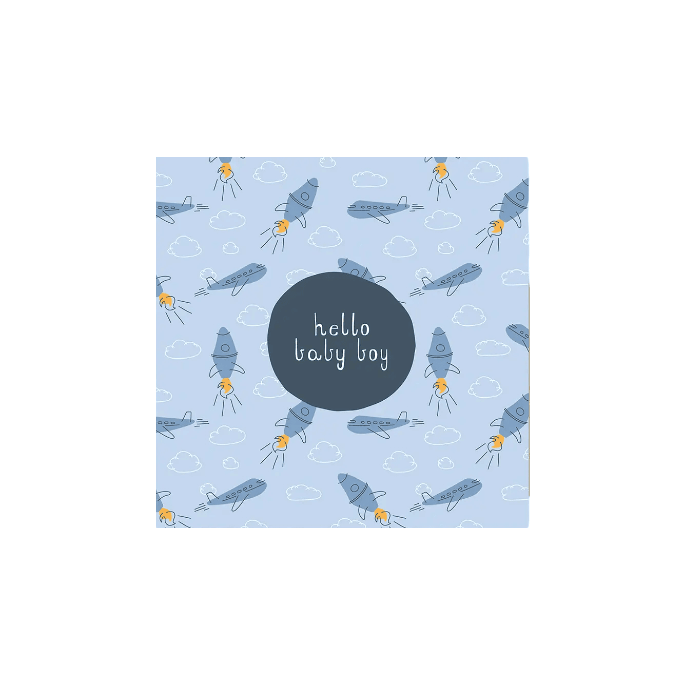 Two Little Ducklings Greeting Card - Baby Boy - Rockets and Planes