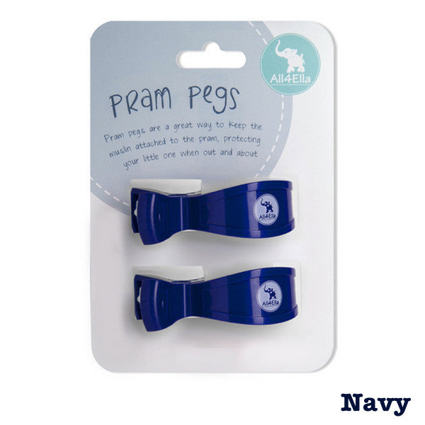 All4Ella Pram Pegs 2pk - Navy