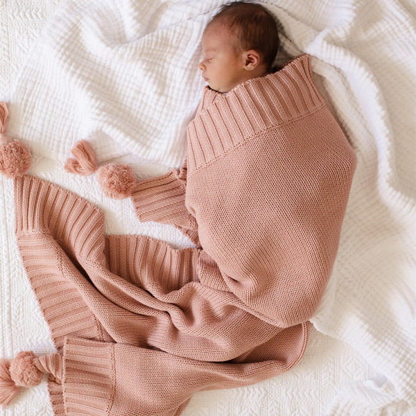 Bowy Made Pom Pom Tassel Blanket - Dusty