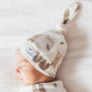 Copper Pearl Newborn Top Knot Hat - Noah