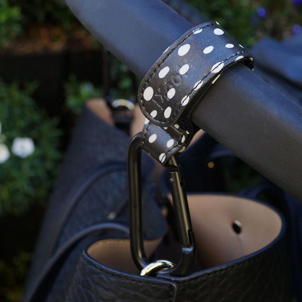 Hooki Duo Pram Hook Clip Set - Dotty Black