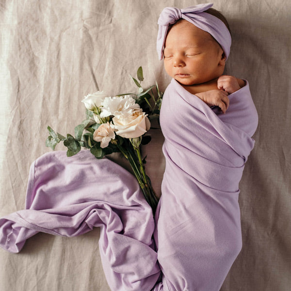 Snuggle Hunny Kids Jersey Wrap with Matching Headwear - Lilac