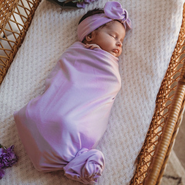 Snuggle Hunny Kids Jersey Wrap with Matching Headwear - Lilac